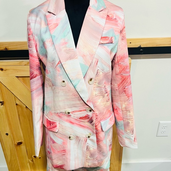 Mixed Print Blazer & midi Short set - Picture 2 of 7